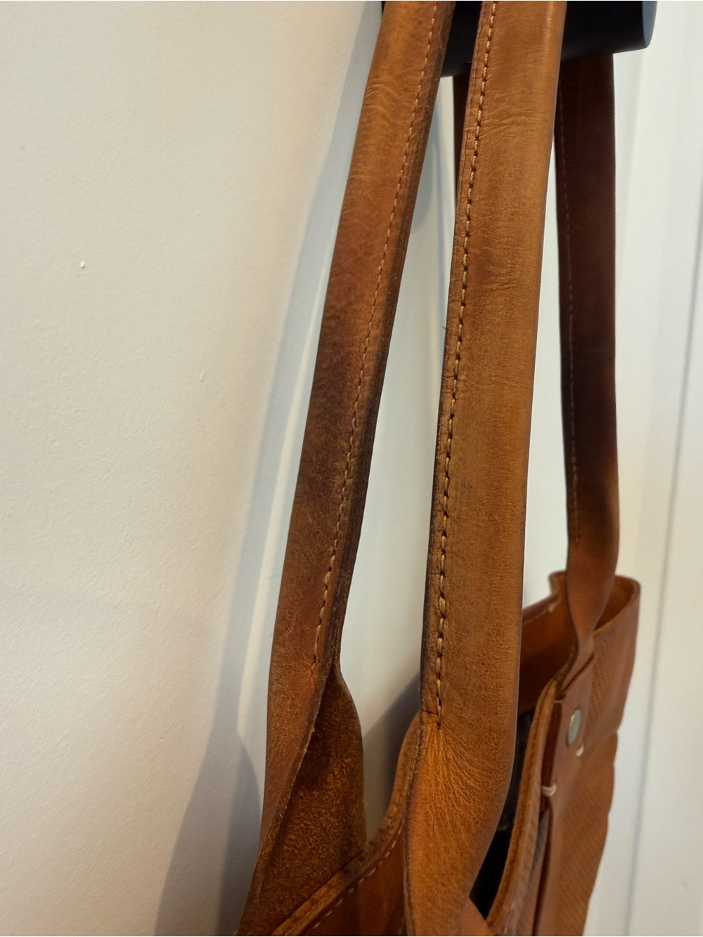 Clare V. La Tropezienne Perforated Leather Tote | Cognac Brown | Made in USA - Picture 16 of 16